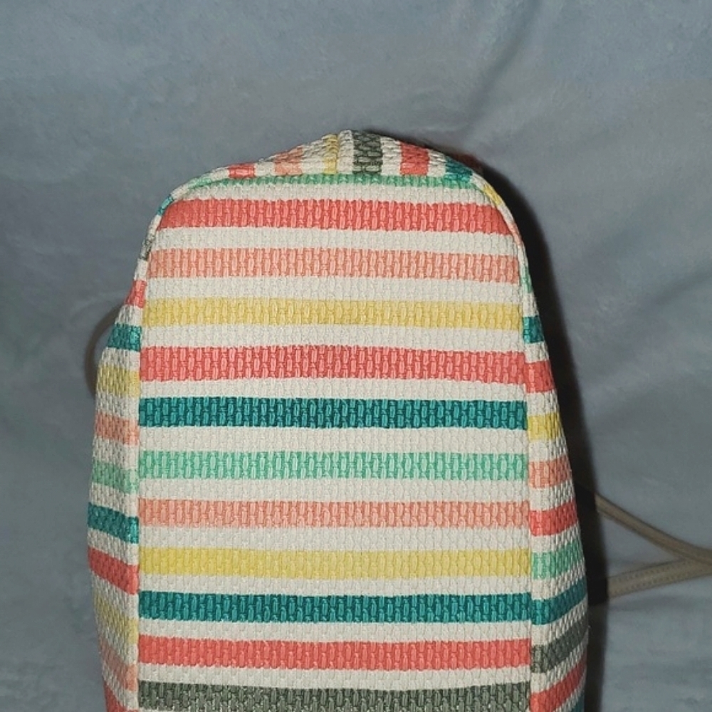 Talbots Rainbow Striped Zipper Top Tote - Picture 12 of 14